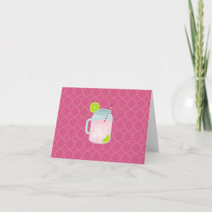 Cartão De Notas Limonada Rosa Monogramada + Quatrefoil De Berry