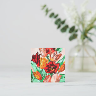 Cartão De Notas Linda Buquê Floral Tulipa Arte Preta
