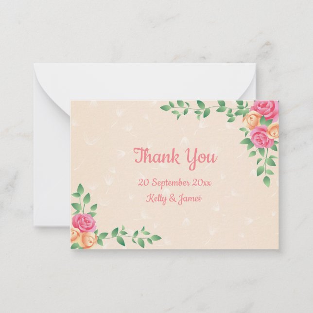 Cartão De Notas Linda Rosa Flor Obrigado (Frente)