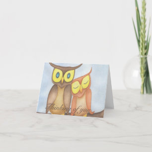 Cartão De Notas Linda Watercolor Owl Lovers