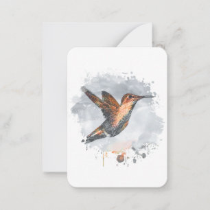 Cartão De Notas Linda Watercolor Vintage Abstrato Hummingbird