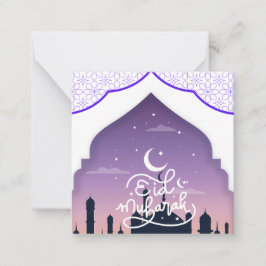 Cartão De Notas Lindo Eid Mubarak Roxo