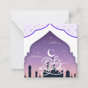 Cartão De Notas Lindo Eid Mubarak Saudação Roxo