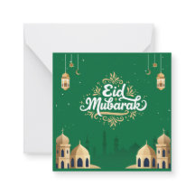 Lindo Eid Mubarak Saudação Verde