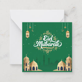 Cartão De Notas Lindo Eid Mubarak Saudação Verde
