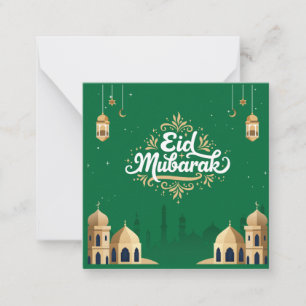 Cartão De Notas Lindo Eid Mubarak Saudação Verde
