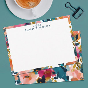 Cartão De Notas Lindo Quadro Floral de Aquarela Botânica