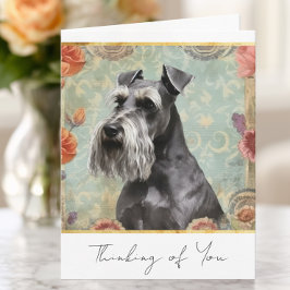 Cartão De Notas Lindo Schnauzer Floral Pensando em Você