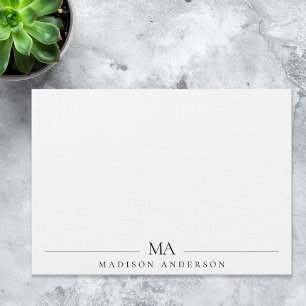 Cartão De Notas Linen Monograma Moderno Minimalista