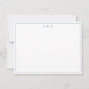 Cartão De Notas Linha de Borda Simples Clássica Marinho Azul 3 Mon