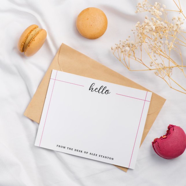 Cartão De Notas Linhas Rosa Alô Da Mesa De (Criador carregado)