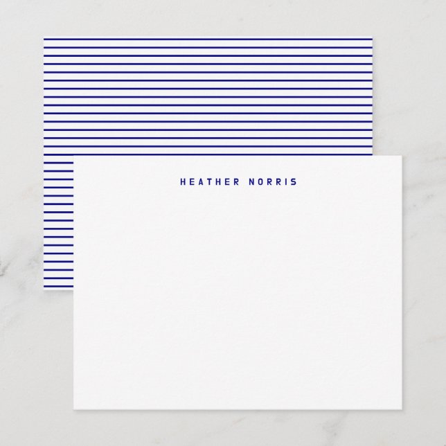 Cartão De Notas Listras Azul Marinho (Frente/Verso)