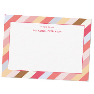 Cartão De Notas Listras diagonais coloridas pastel personalizadas 