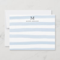 Listras Monograma Bebê Azul Aquarela Moderno Chic
