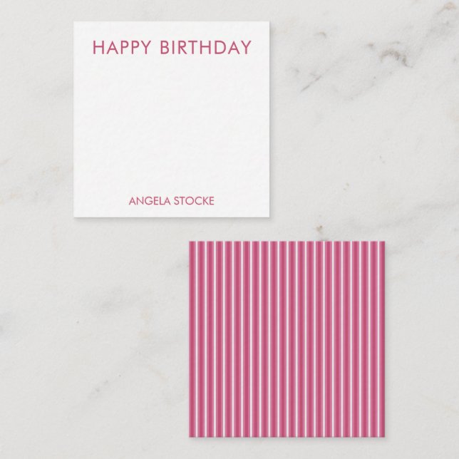 Cartão De Notas Listras Rosa e Branco Personalizadas (Frente/Verso)