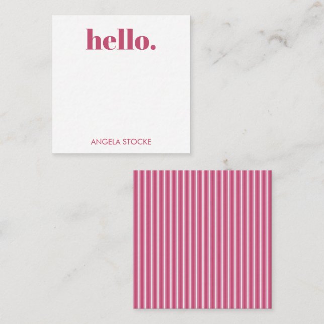 Cartão De Notas Listras Rosa e Branco Personalizadas (Frente/Verso)
