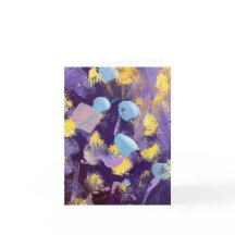 Lively purple, blue, and yellow abstract art