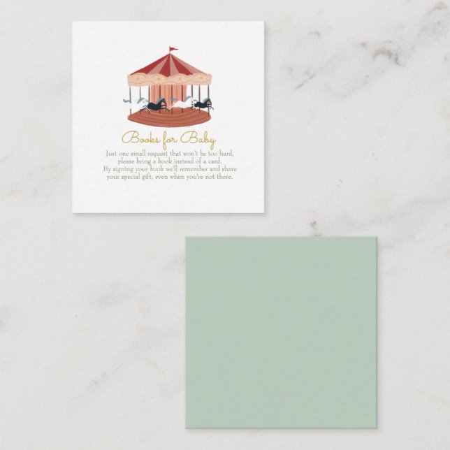 Cartão De Notas Livros de carrossel cor-de-rosa para placa de gabi (Frente/Verso)