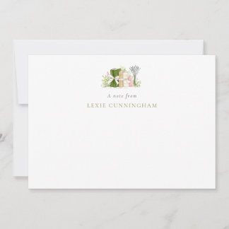 Cartão De Notas Livros Florais de Aquarela & Laços Personalizados