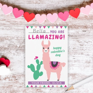 Cartão De Notas Llamazing Rosa Lhama Meninas Sala de Aula no Dia d