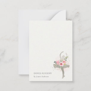 Cartão De Notas Logotipo da Academia de Dança da Menina Floral Pra