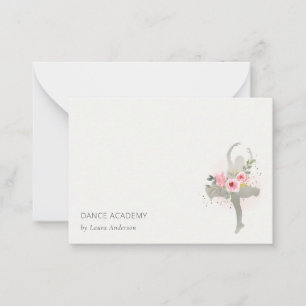 Cartão De Notas Logotipo da Academia de Dança da Menina Floral Pra