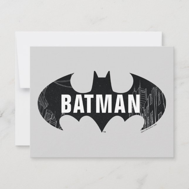 Cartão De Notas Logotipo De Bat Com Etching Gotham (Frente)