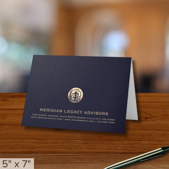 Cartão De Notas Logotipo Dourado azul personalizado (Criador carregado)