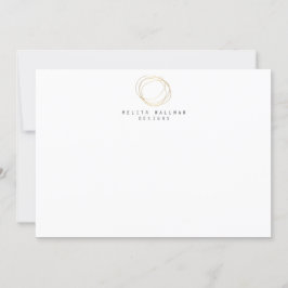 Cartão De Notas Logotipo Dourado do Designer Mínimo e Moderno