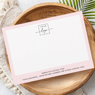 Cartão De Notas Logótipo personalizado e rosa claro de texto borda