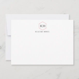 Cartão De Notas Logotipo simples de monograma de Vintage em Cinzas