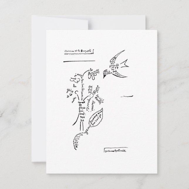 Cartão De Notas L'oiseau et le buquê, por Apollinaire (Frente)