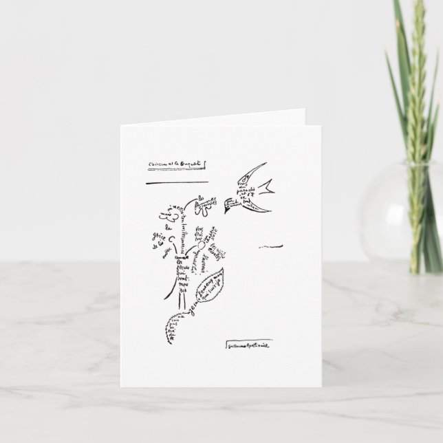 Cartão De Notas L'oiseau et le buquê, por Apollinaire (Frente)