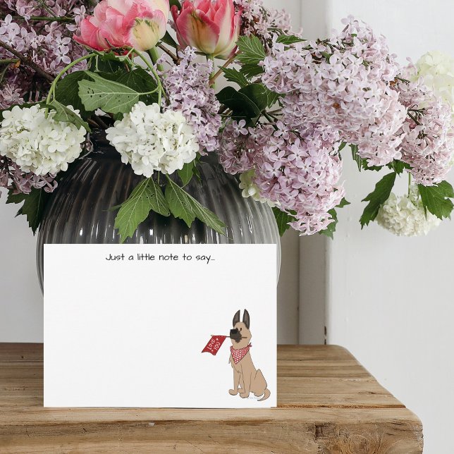 Cartão De Notas Love You Cute Dog Flat Note Card (Criador carregado)