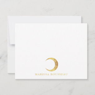 Cartão De Notas Lua do Crescente Dourado Celestial