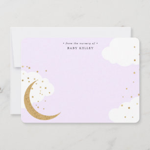 Cartão De Notas Lua e Estrelas, Baby Purple Personalizado Flat