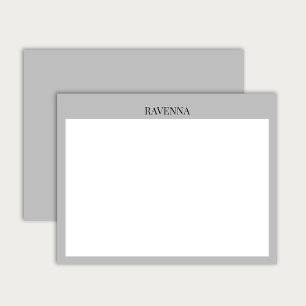 Cartão De Notas Luxo Greige Serif Nome Personalizado Customizado