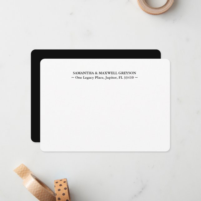 Cartão De Notas Luxury Black Elegant Personalizado Obrigado (Frente/Verso In Situ)