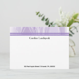 Cartão De Notas Luxury correspondence Custom Purple Silk & Pearls