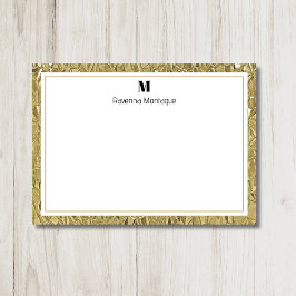Cartão De Notas Luxury Gold Texture Border Black Monogram Script
