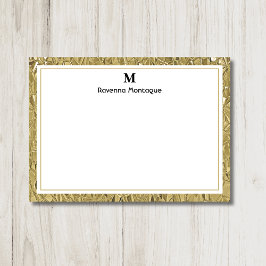 Cartão De Notas Luxury Gold Texture Border Black Monogram Script