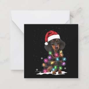 Cartão De Notas Luzes de Natal de Dachshund com Neve