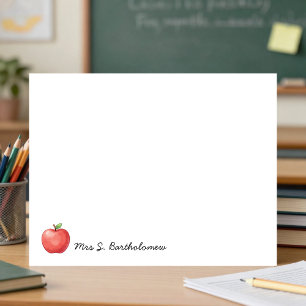 Cartão De Notas Maçã Vermelha Aquarela de Apreciação ao Professor