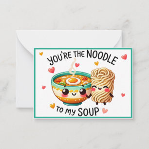 Cartão De Notas Macarrão e Sopa Kawaii Fofos