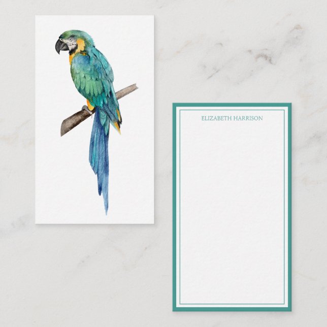 Cartão De Notas Macaw Azul Tropical Personalizada (Frente/Verso)