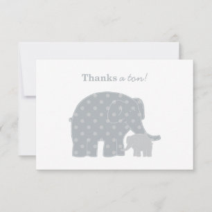 Cartão De Notas Mãe Bebê Elefante Pontos Cinza