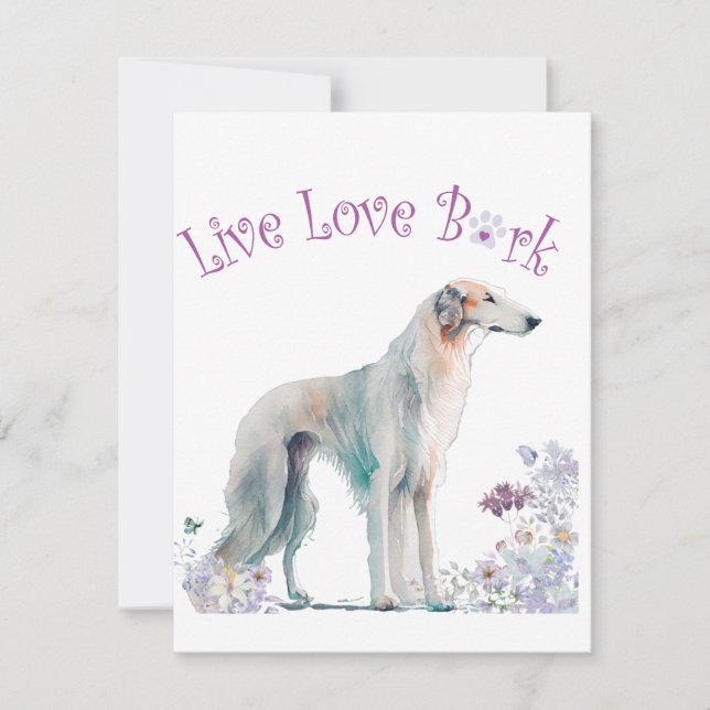Cartão De Notas Mãe de Borzoi Floral (Frente)