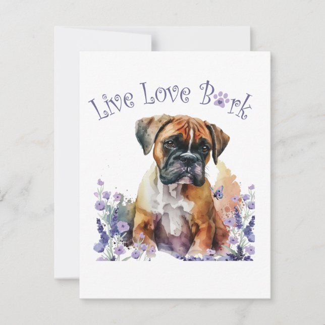 Cartão De Notas Mãe de Cachorro Boxer Floral (Frente)
