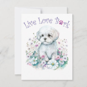 Cartão De Notas Mãe de Cachorro Maltês Floral