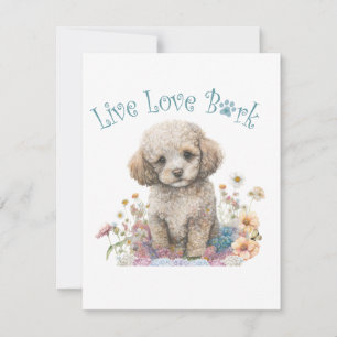 Cartão De Notas Mãe de Cachorro Poodle Floral